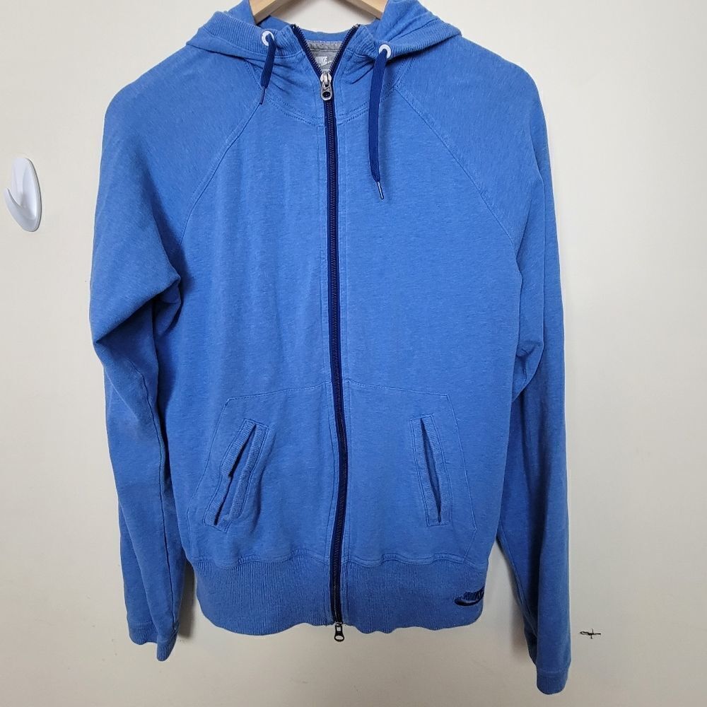 Nike Full Zip Hoodie Blue Size Med 8-10 254671 Womens Gym Vintage Style Outdoors